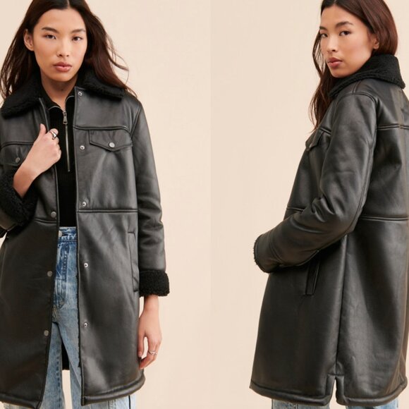 Avec Les Filles Oversized Vegan Leather Shirt Jacket - Picture 4 of 7